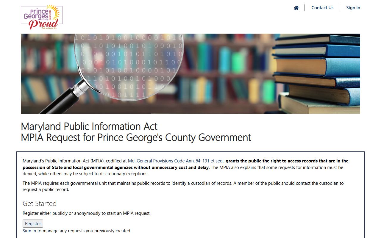 Prince George's County inmate records MPIA portal